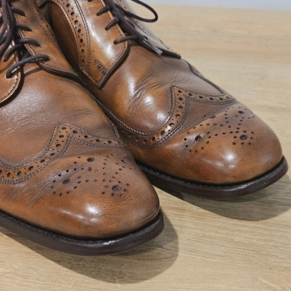 Allen Edmonds Leiden Shoes Mens 13 B Walnut Leather Wingtip Derby 1972 Brogue